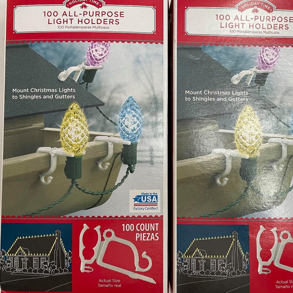 Set of 2 Holiday Time 100 pc. All Purpose Light Clips